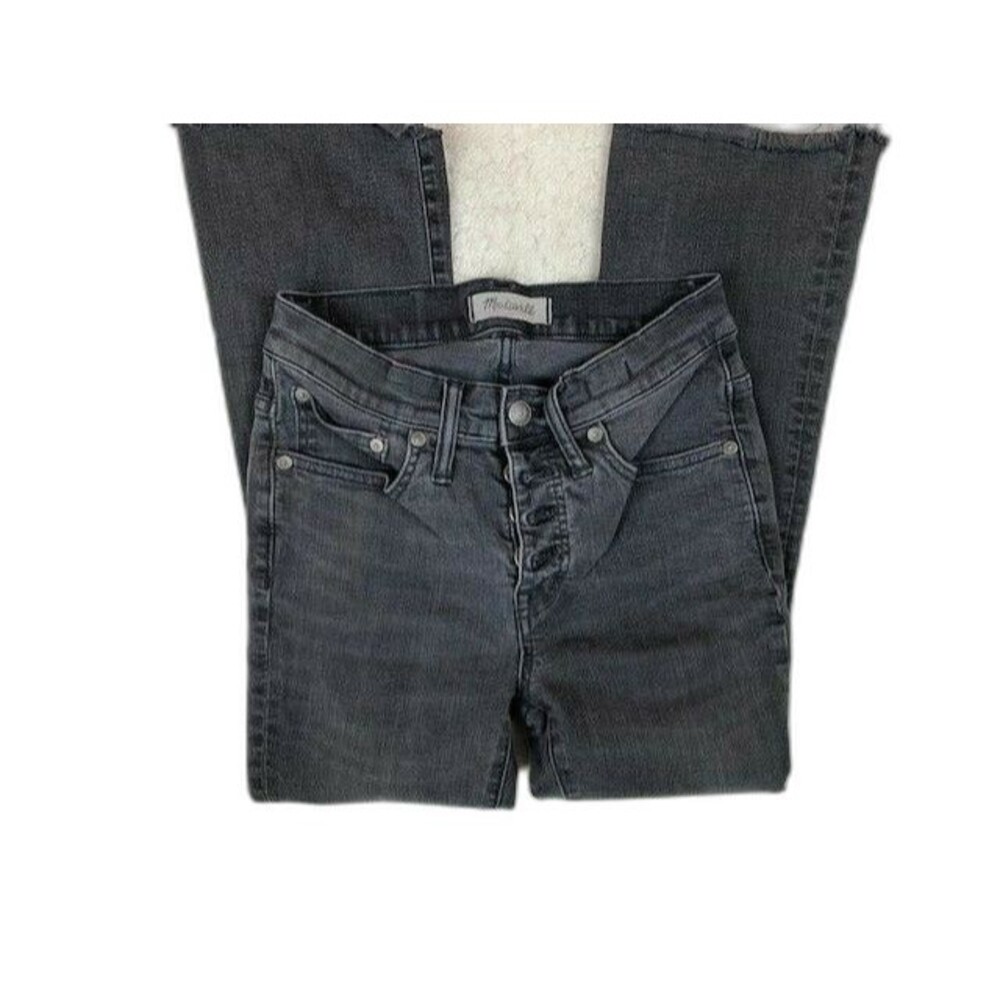 Madewell Size 24s Women Jeans Faded Black Wash Cali Demi Boot Raw Hem Button Fly